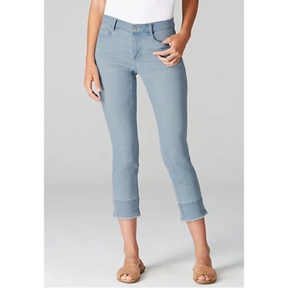 J. Jill Authentic Fit Denim Crop Jean Pant 16P W/Fringe Light Wash Stretch